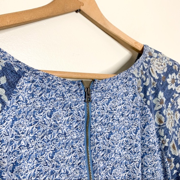 Lucky Brand Boho Floral Print Casual Tunic Short Sleeve T Shirt Blue Large L - Picture 9 of 10